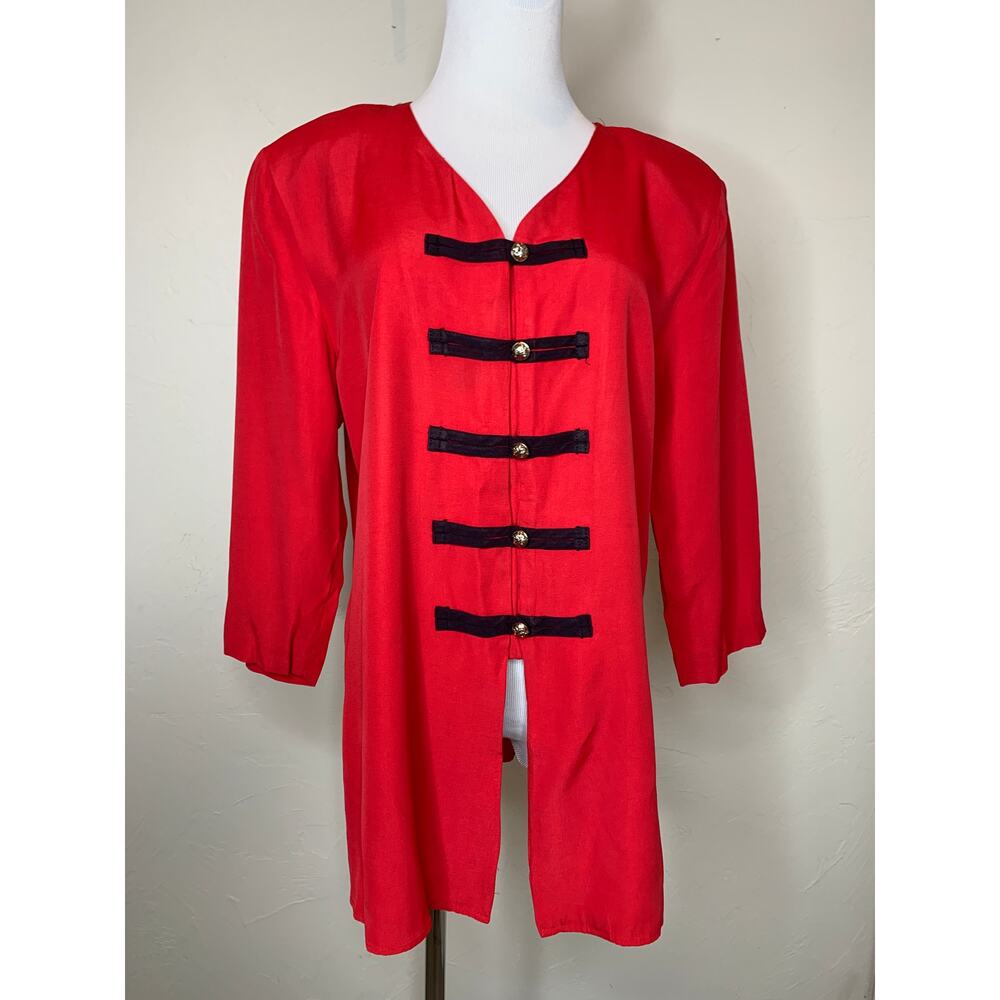 Vintage Red Tunic 1980s 90s Sz Medium Goth Retro Glam